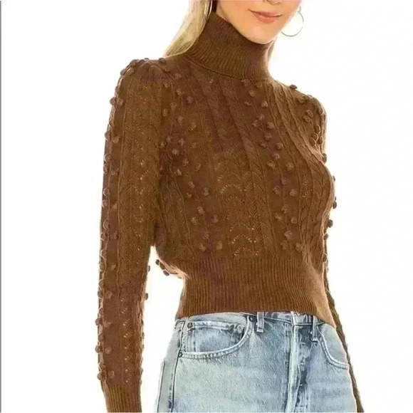 Tularosa “Achilles” Cropped Turtleneck Sweater In Chocolate Size Large NWOT! - Picture 2 of 9